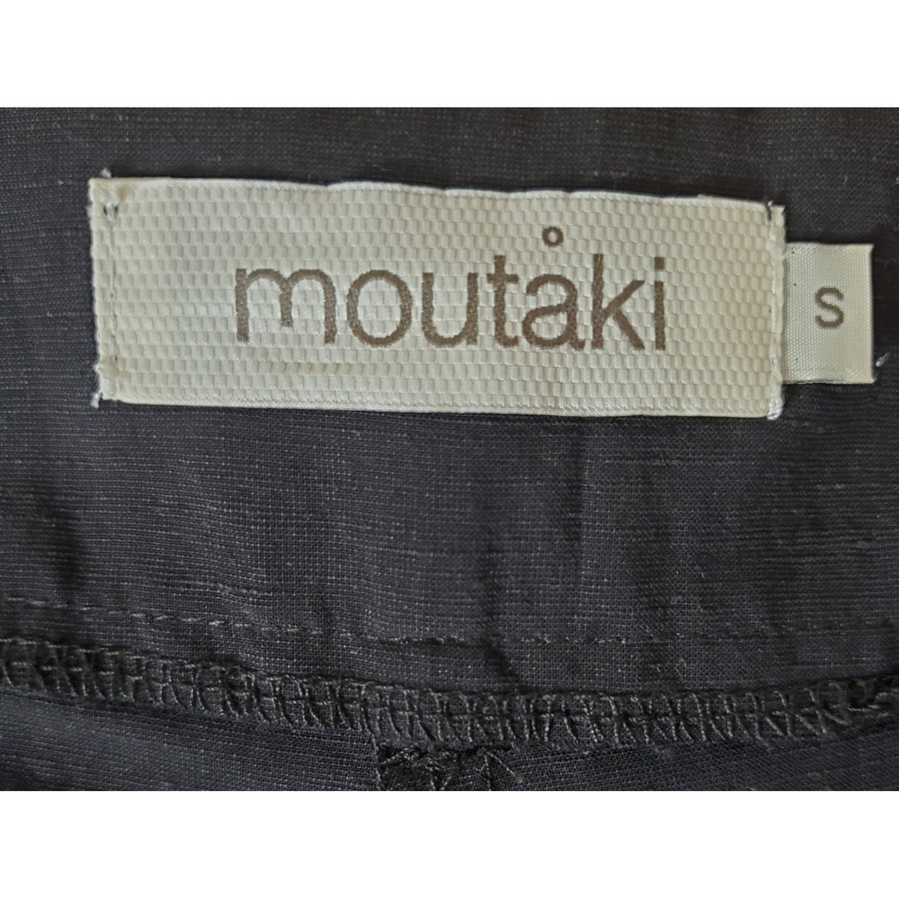 Moutaki Women's Linen Shorts Small Black Tie Belt Cuffed Pleated Quiet Luxury - Picture 3 of 9